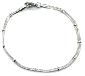 Pulsera de acero quirurgico eslabon cola de raton plana clapton con micro bolitas 19cm